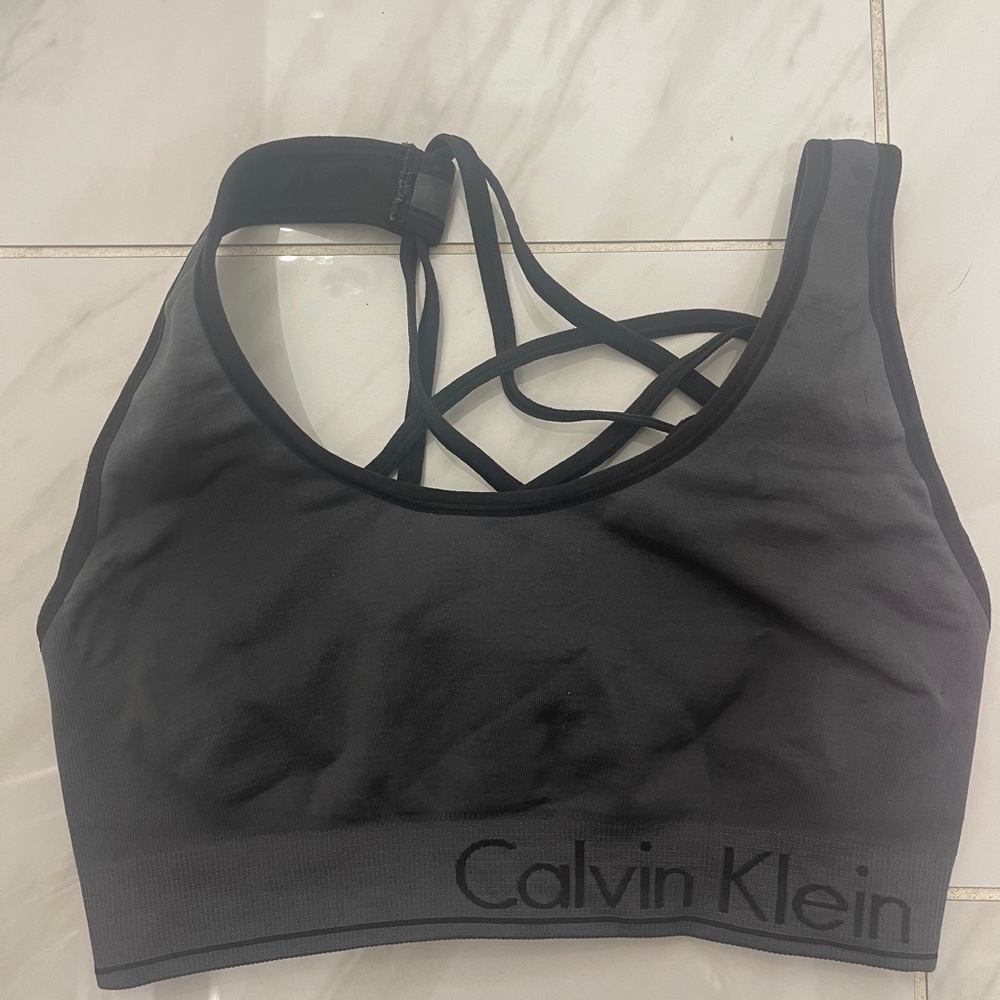 grey calvin klein sports bra